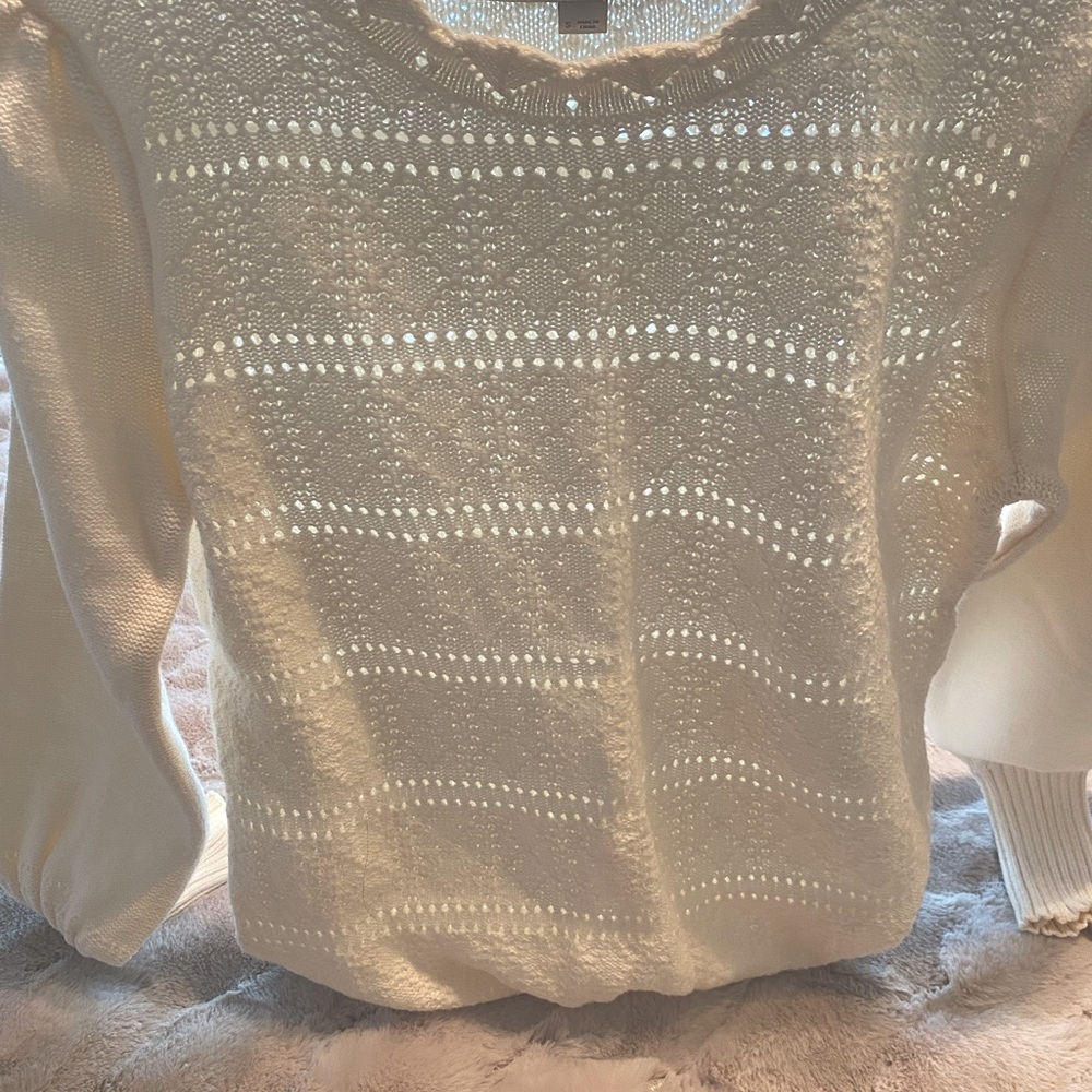 Cream colored sweater from Loft.  100% cotton. EUC / like new